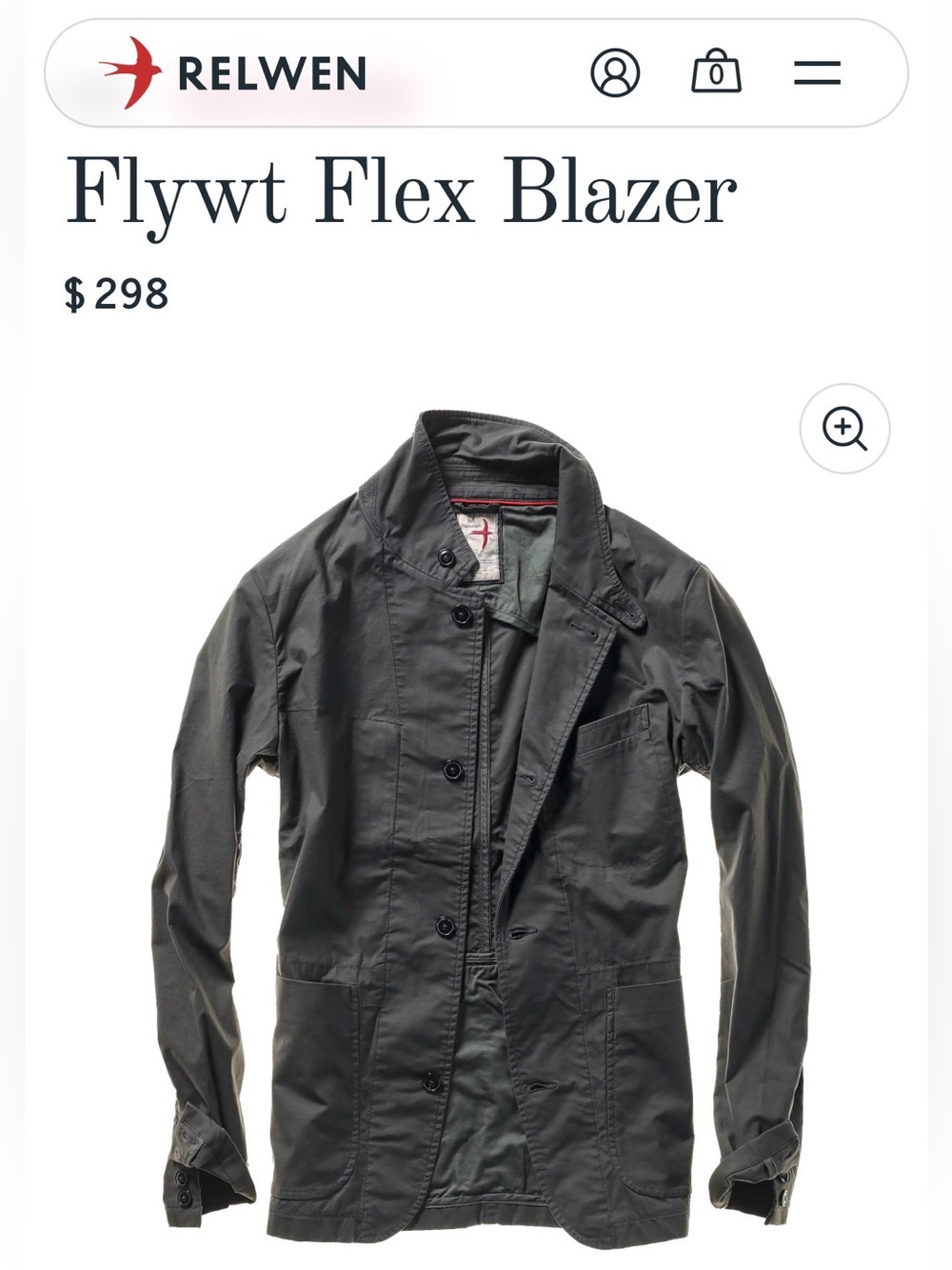 Relwen Flywt Flex Blazer - Large Charcoal Gray